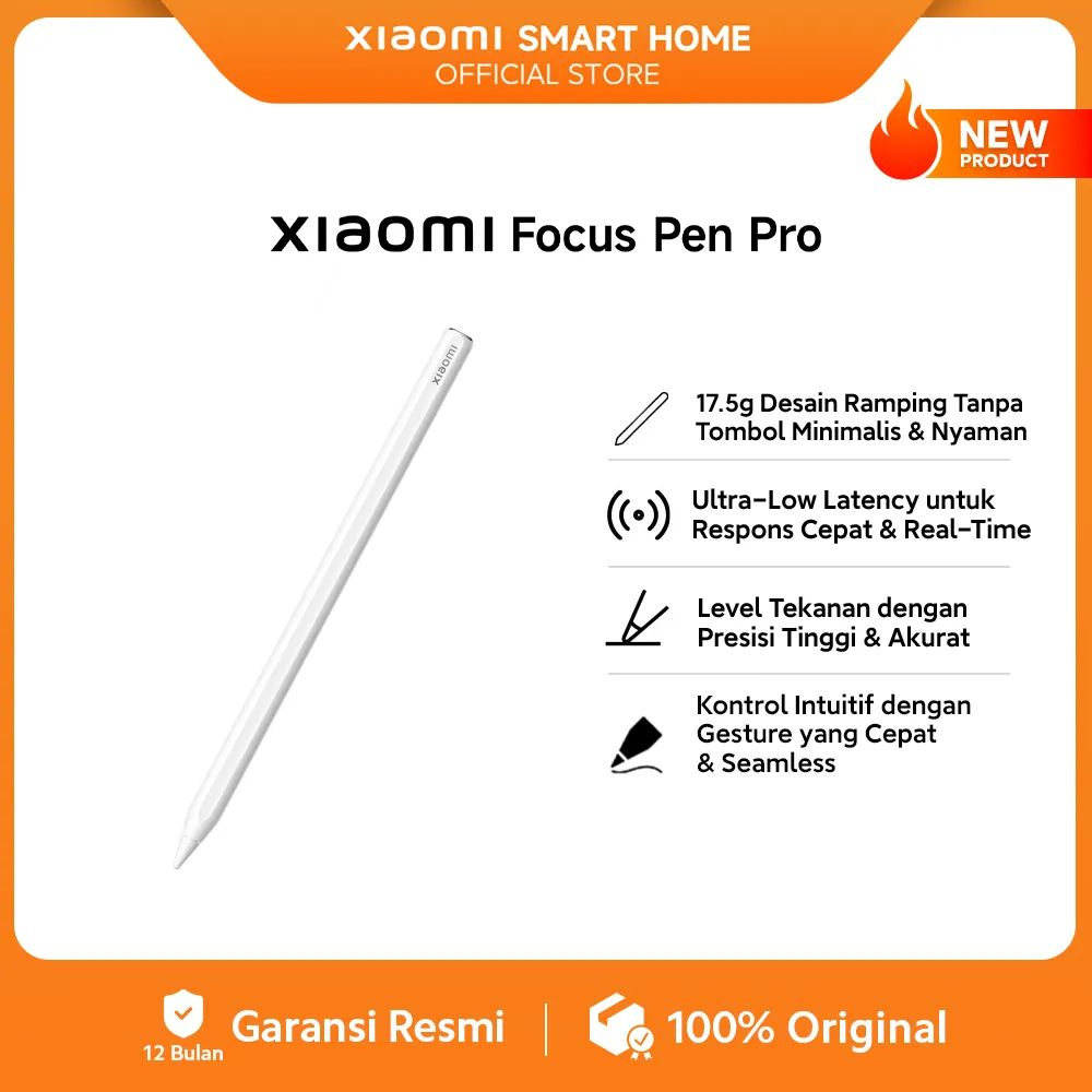 Xiaomi Focus Pen Pro | Desain Ramping Tanpa Tombol yang Minimalis & Nyaman | Ultra Low Latency untuk Respons Cepat & Real-Time | Level Tekanan dengan Presisi Tinggi & Akurat | Kontrol Intuitif dengan Gesture yang Cepat | Smart Pen [Xiaomi Official Store]