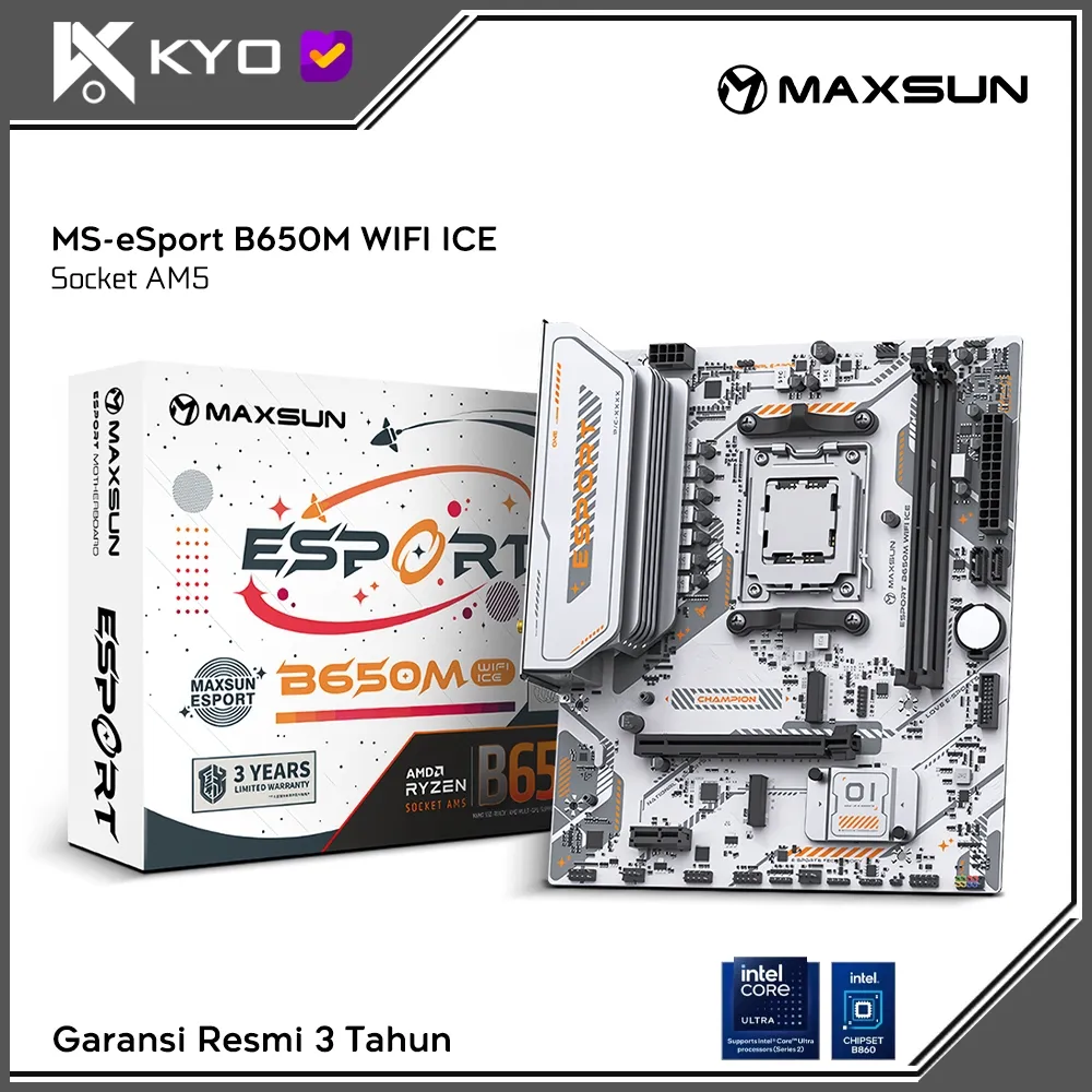 MAXSUN eSport B650M WIFI ICE mATX Motherboard AMD AM5 DDR5 KYO Group Motherboard AMD AM5 DDR5