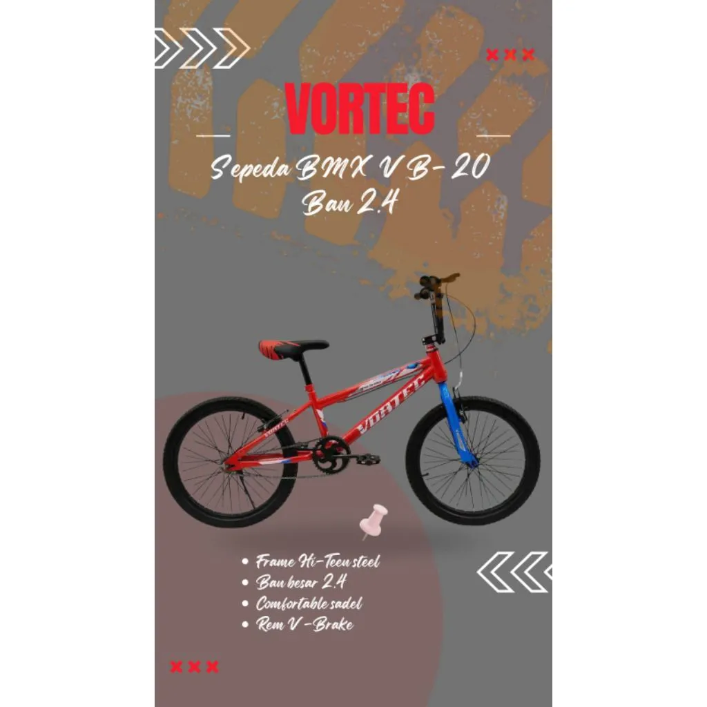 Sepeda BMX 20 VORTEC Rem V Brake Ban 2.4 Murah Siap Pakai