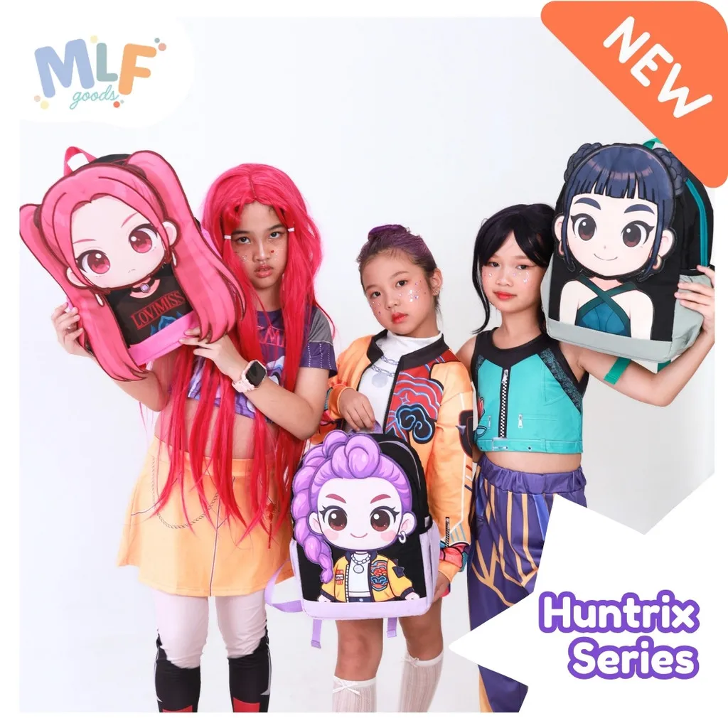 MLFG - Huntrix Series  Rumi,  Zoey,  Mira  Tas Sekolah Anak Karakter Huntrix dengan Varian Ransel, Lunch Bag, Pencil Case