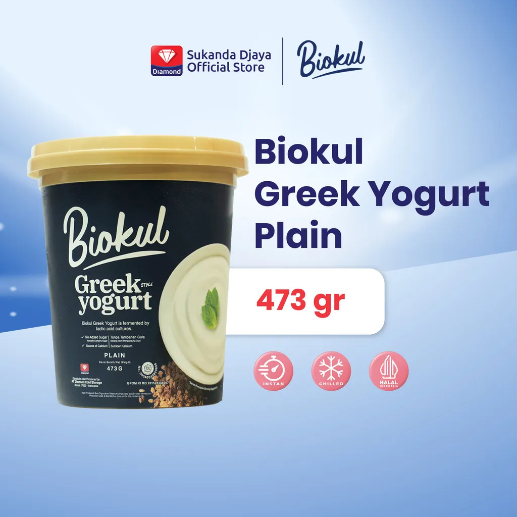 Biokul Yogurt Rasa Plain (Greek Style) 473 Gr