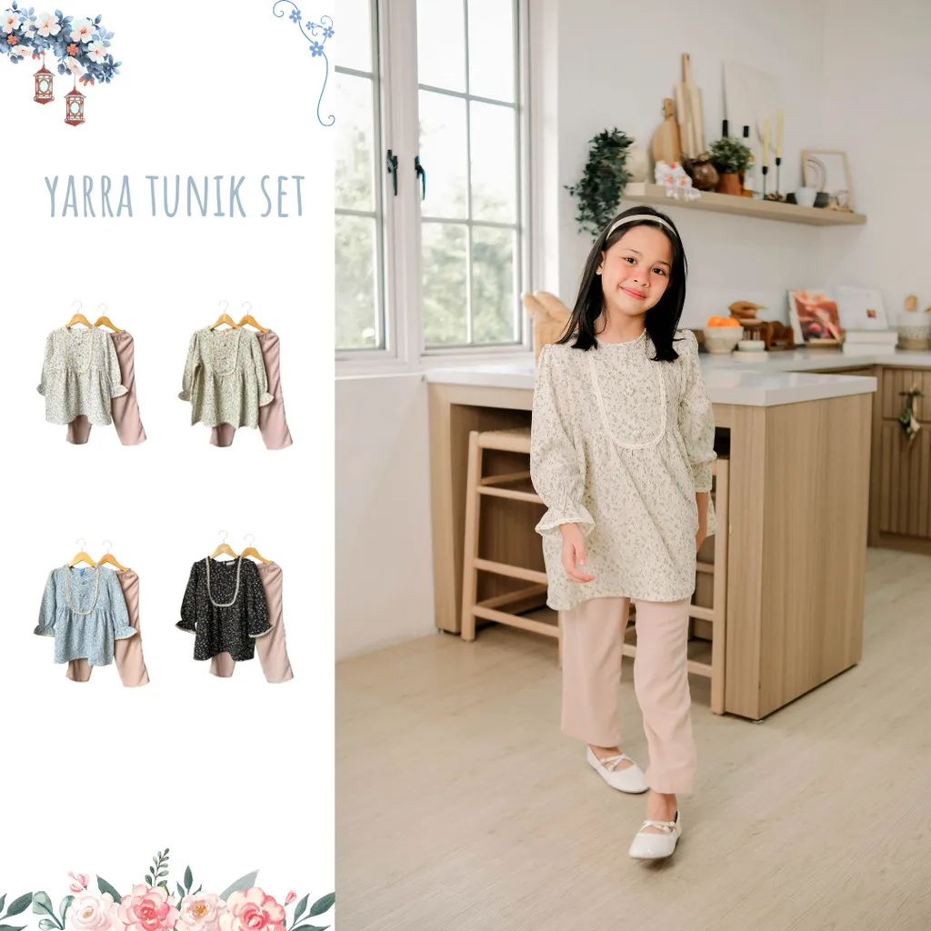 LA LA LAND YARRA SET TUNIK ANAK PEREMPUAN | Setelan Tunik Anak | Baju Lebaran Anak
