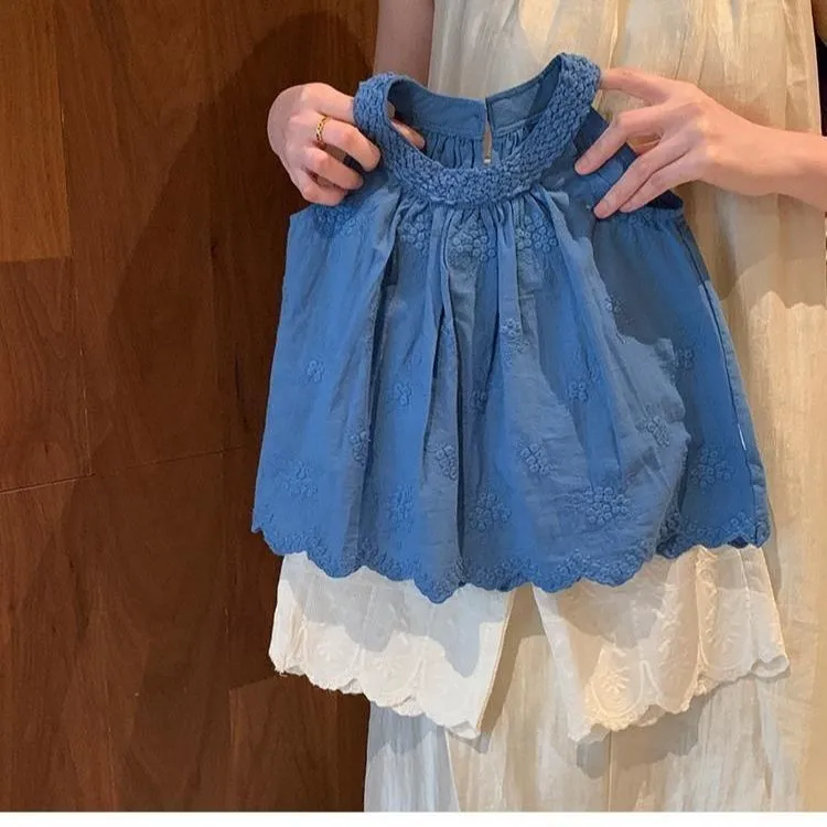 Ready Gadis-gadis jas modis musim panas Gaya Baru Gaya Baru dan menengah atasan anak-anak yang modis, bayi perempuan Korea Lace Pants set dua potong T81