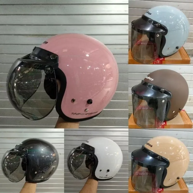 Helm Cargloss premium + kaca datar
