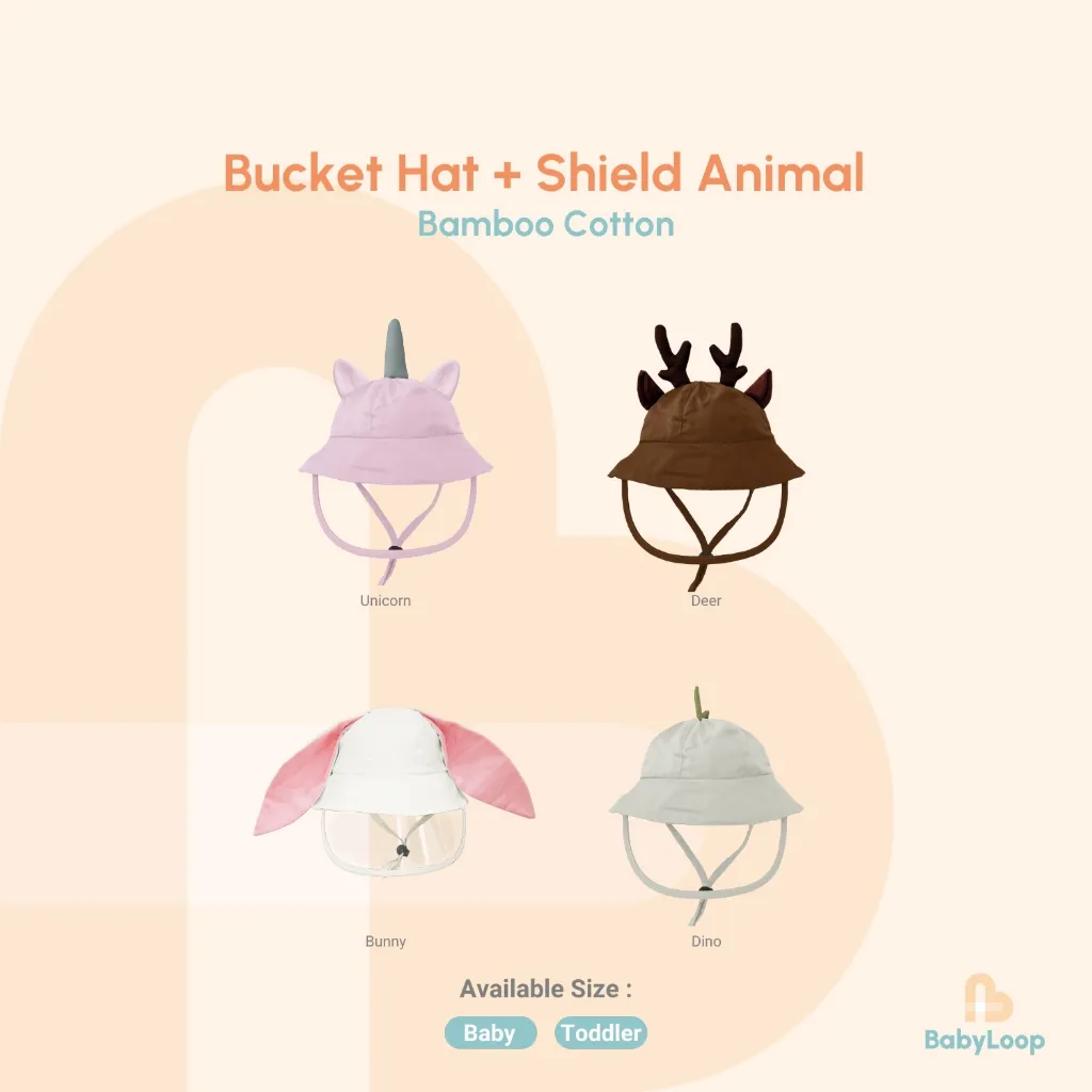 Topi Bayi dan Anak - Bucket Hat + Shield Animal - Baby Loop