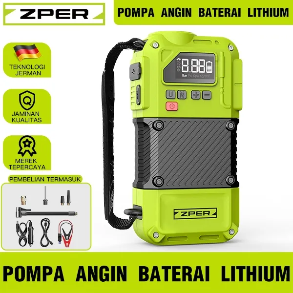 ZPER 2-in-1 Jump Starter Pompa Angin Ban Mobil Elektrik Mini Car Air Infatable Pump Portable ZP024