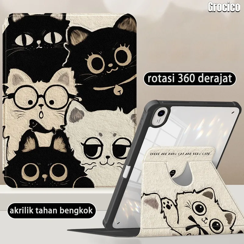 Cover For Huawei MatePad 11.5" 23/24/ 12X /MatePad SE11"case 360° Rotasi Slot Pena Transparan Akrilik Anti Bengkok + Anti Jatuh - Cocok untuk  MatePad 11"-21/23 /T10/T10S aesthetic casing MatePad Pro10.8"/PRO11/pro12.2"Bumper casing Full Cover