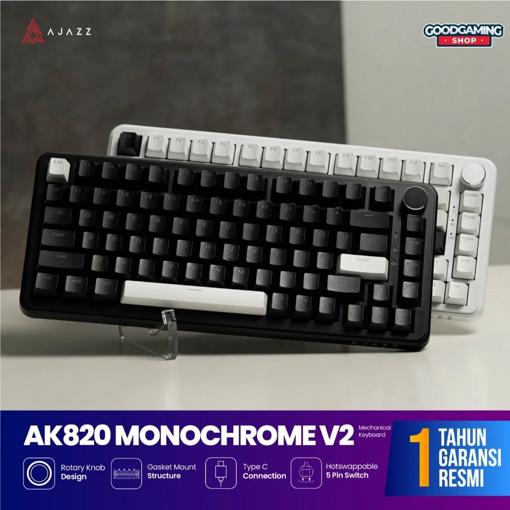 AJAZZ AK820 V2 Monochrome 75% Hotswappable Keyboard With Gasket Mount
