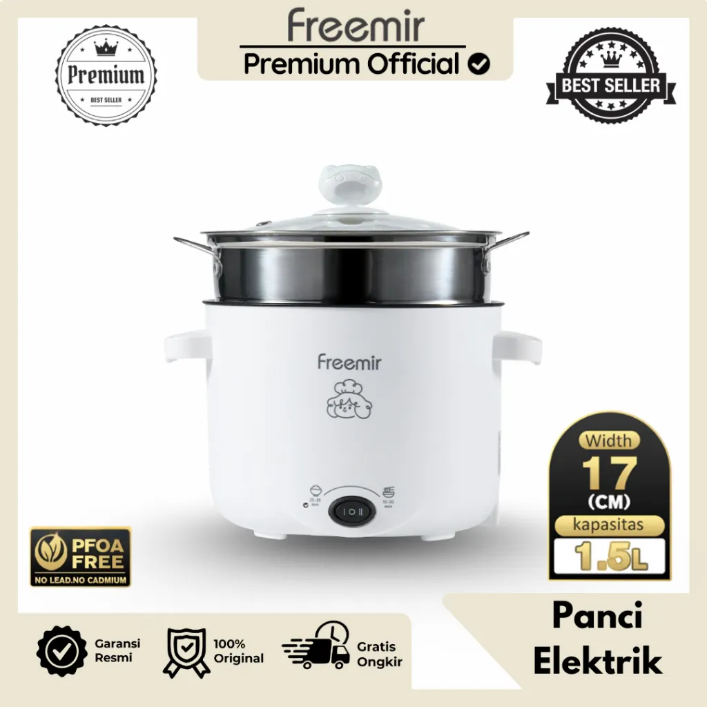 [PREMIUM] freemir Panci Elektrik1.2 Liter Anti Lengket Panci Listrik Multifungsi
