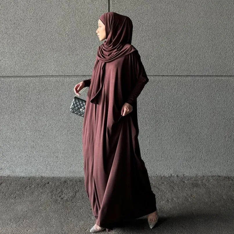 GONEGANI OFFICIAL - Set Hijab dan Dress Batwing Plain Set