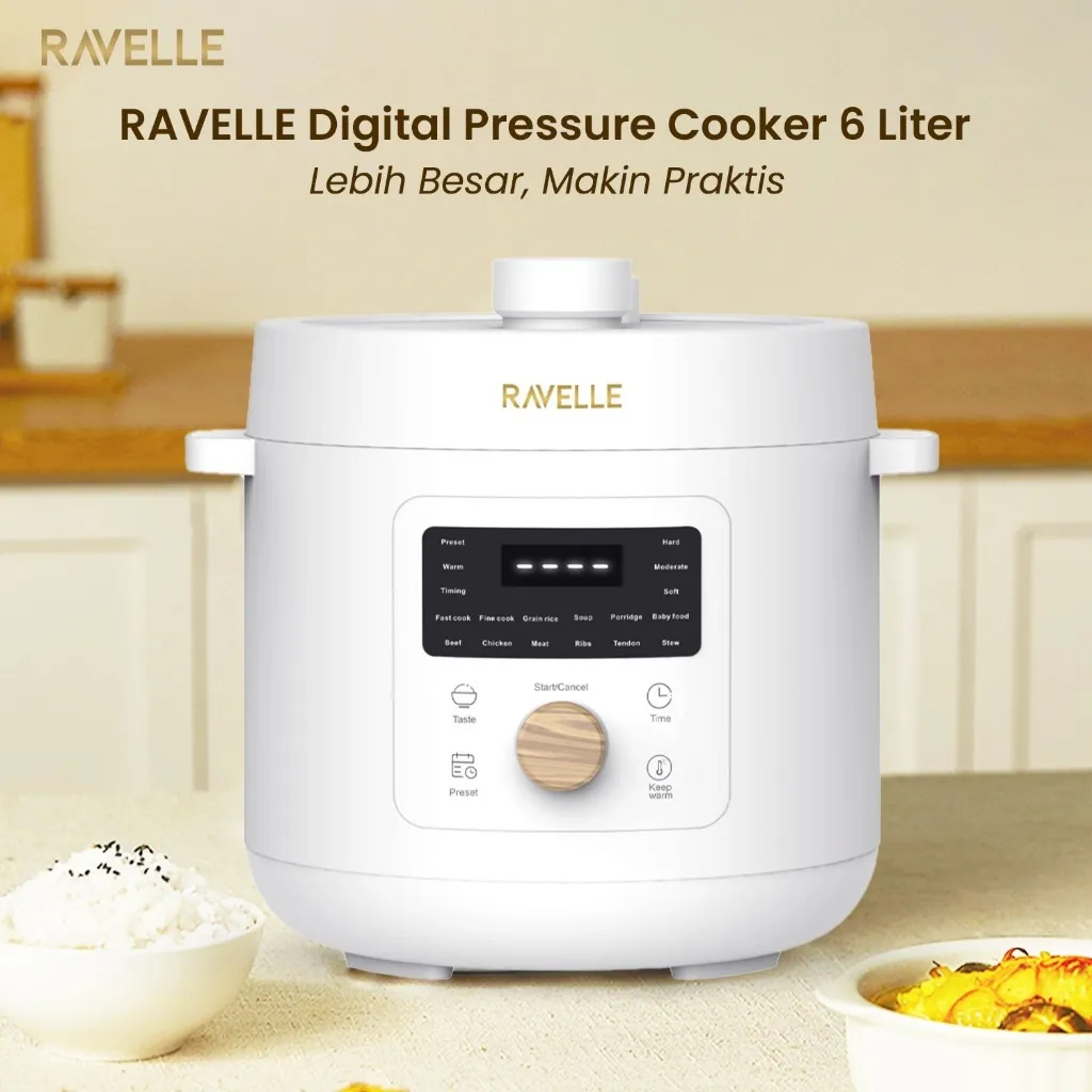Ravelle Digital Pressure cooker 6L 6 L 6-L 6 Liter 6ltr Presto Cooker Listrik GARANSI RESMI