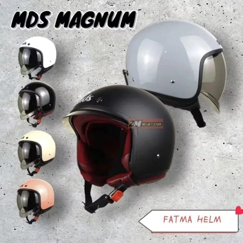 Helm MDS MAGNUM Solid Retro Half face Kekinian SNI