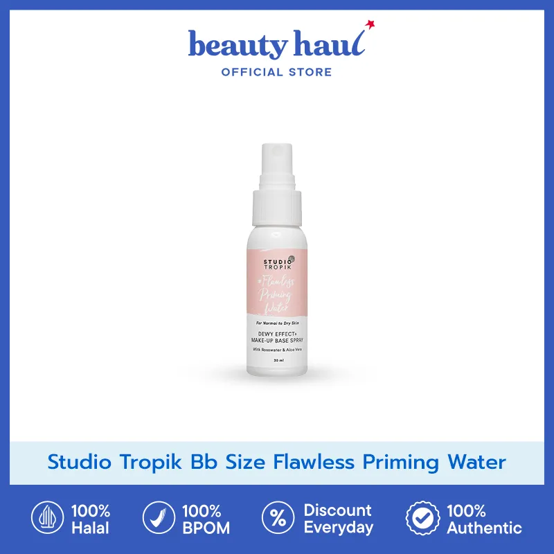 STUDIO TROPIK (Travel Size) BB Size Flawless Priming Water 30ml – Priming Spray untuk Makeup Halus & Tahan Lama, Melembapkan, Makeup Flawless Seharian