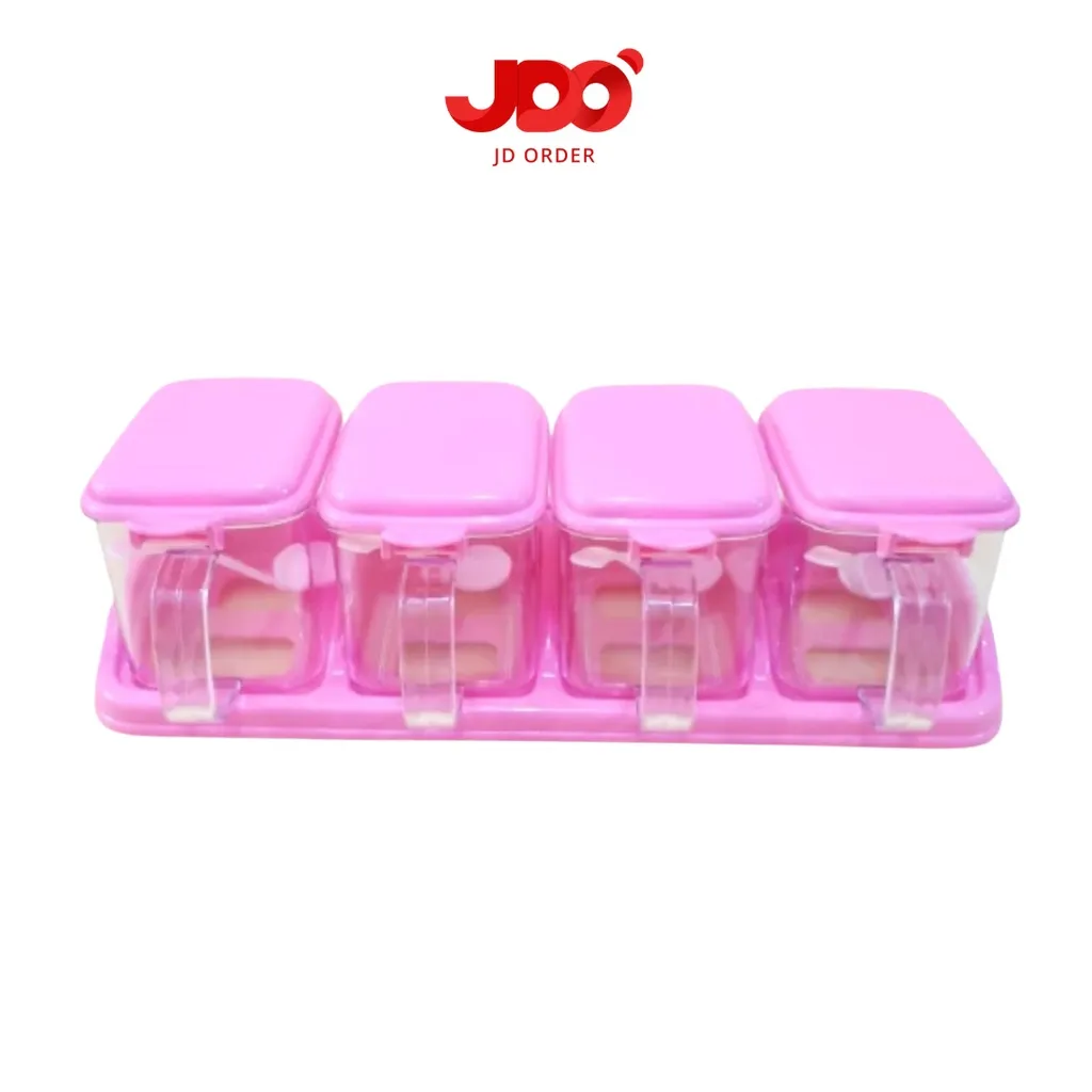 Tempat Bumbu Dapur Gram Merica 4 Kotak Plastik Pink Golden Lemon TGM-149-4 Kicthenware