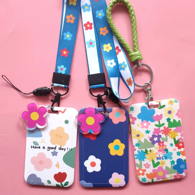 Lanyard Desain Bunga ala Jepang & Korea Cute - Card Holder Lucu dengan Tali Leher