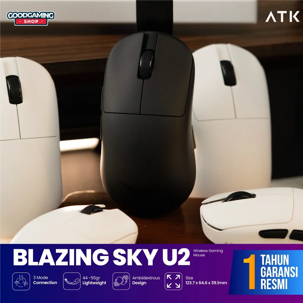 ATK Blazing Sky U2 Series Gaming Mouse 2.4G Wireless 8K Return Rate PAW3395 44g Lightweight Custom Ergonomic High Performance Mouse - Gaming Mouse
