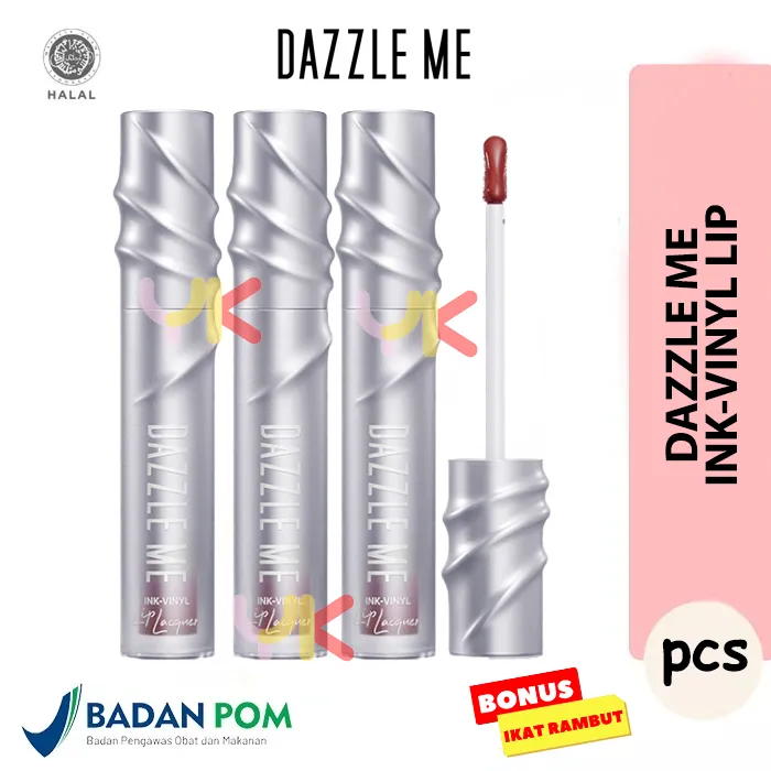 DAZZLE ME Ink-Vinyl Lip Lacquer Lip Cream Lipstik Glossy Tahan Lama 16 Jam