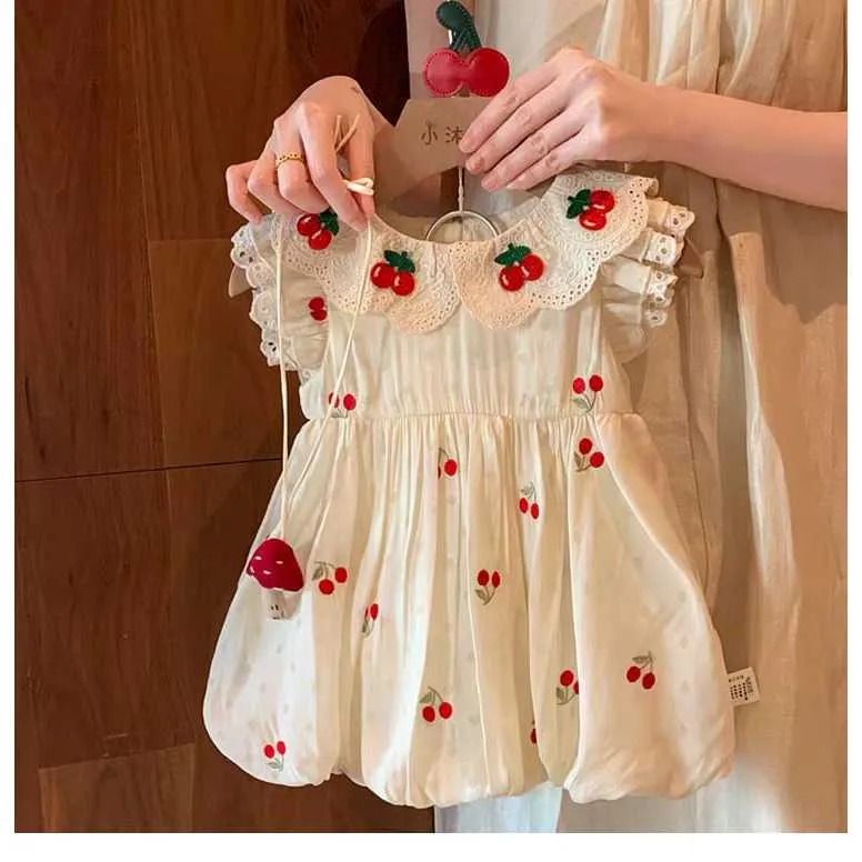 [Babydoraa] DS-303 Dress Anak Perempuan Manis Korea Style Motif Cherry usia 1-7 Tahun