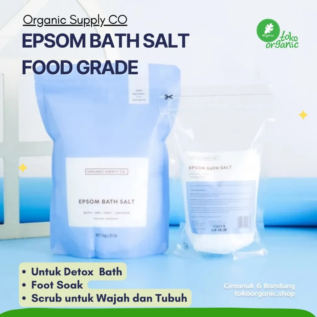 Organic Supply Co Epsom Salt | Epsom Salt Food Grade | Magnesium, Pure Mineral Relief for Bath & Spa, Garam Epsom Sumbatan Asi, FCC Grade, Germany