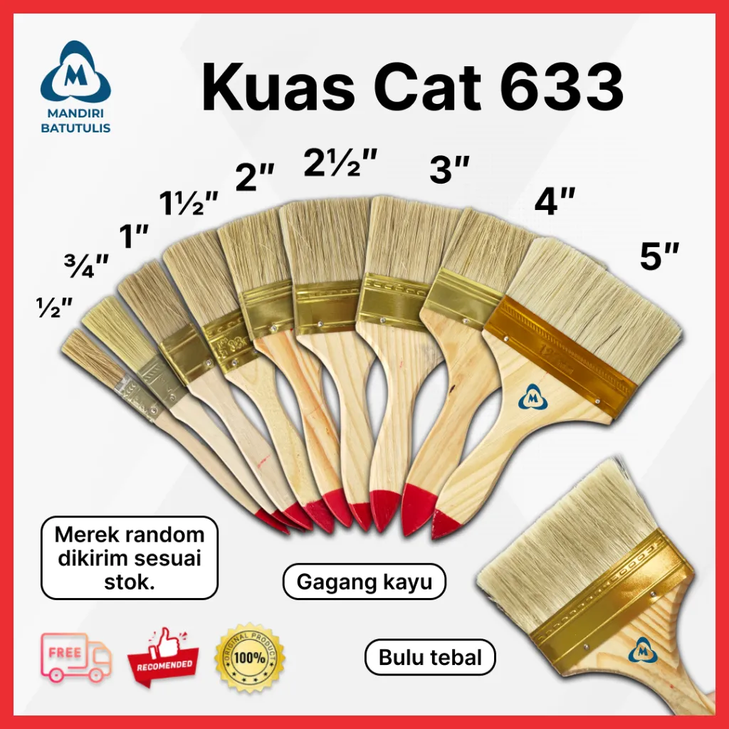 TERMURAH Koas Cat 1" 1.5" 2" 2.5" 3" 4" / Kuas Tembok / Kuas 633 1" 1.5" 2" 2.5" 3" 4" Inch