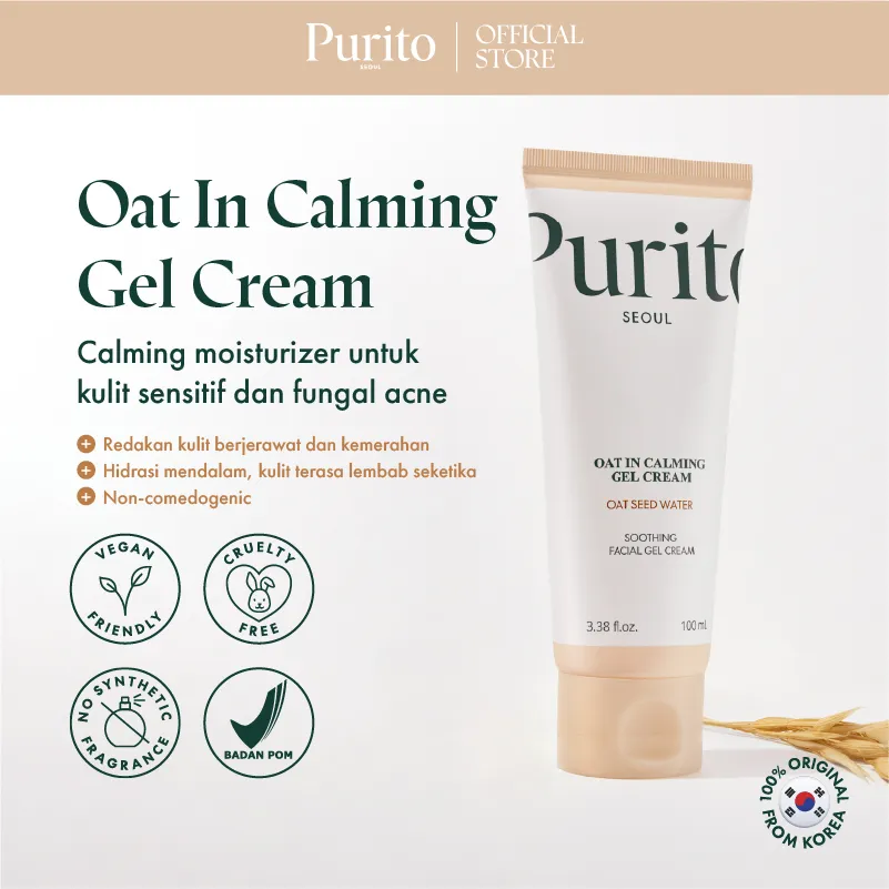 [NEW LAUNCH] PURITO Oat In Calming Gel Cream 100ml | 77% Oat Water Soothing Moisturizer Non-Comedogenic Fragrance-Free Sensitive & Acne-Prone Skin