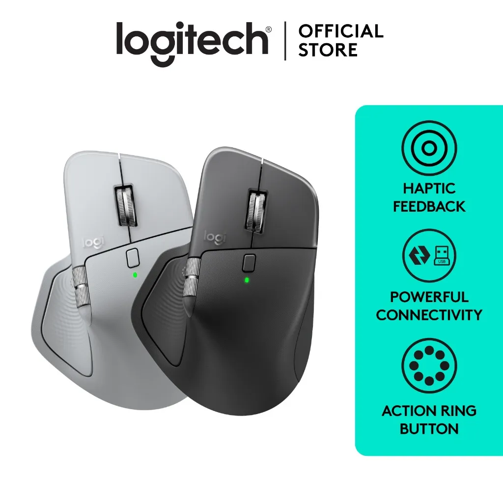 Logitech MX Master 4, Mouse Wireless Ergonomis dengan Feedback Haptik Berkinerja Tinggi, Scrolling Ultra Cepat, Pengisian Daya USB-C, Bluetooth, Windows, MacOS