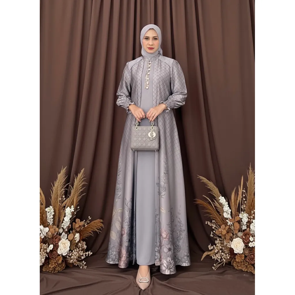 [JEMIA] Aurora Dress Silk  Busui Set Hijab | Gamis Wanita Kondangan Elegan Mewah Kekinian