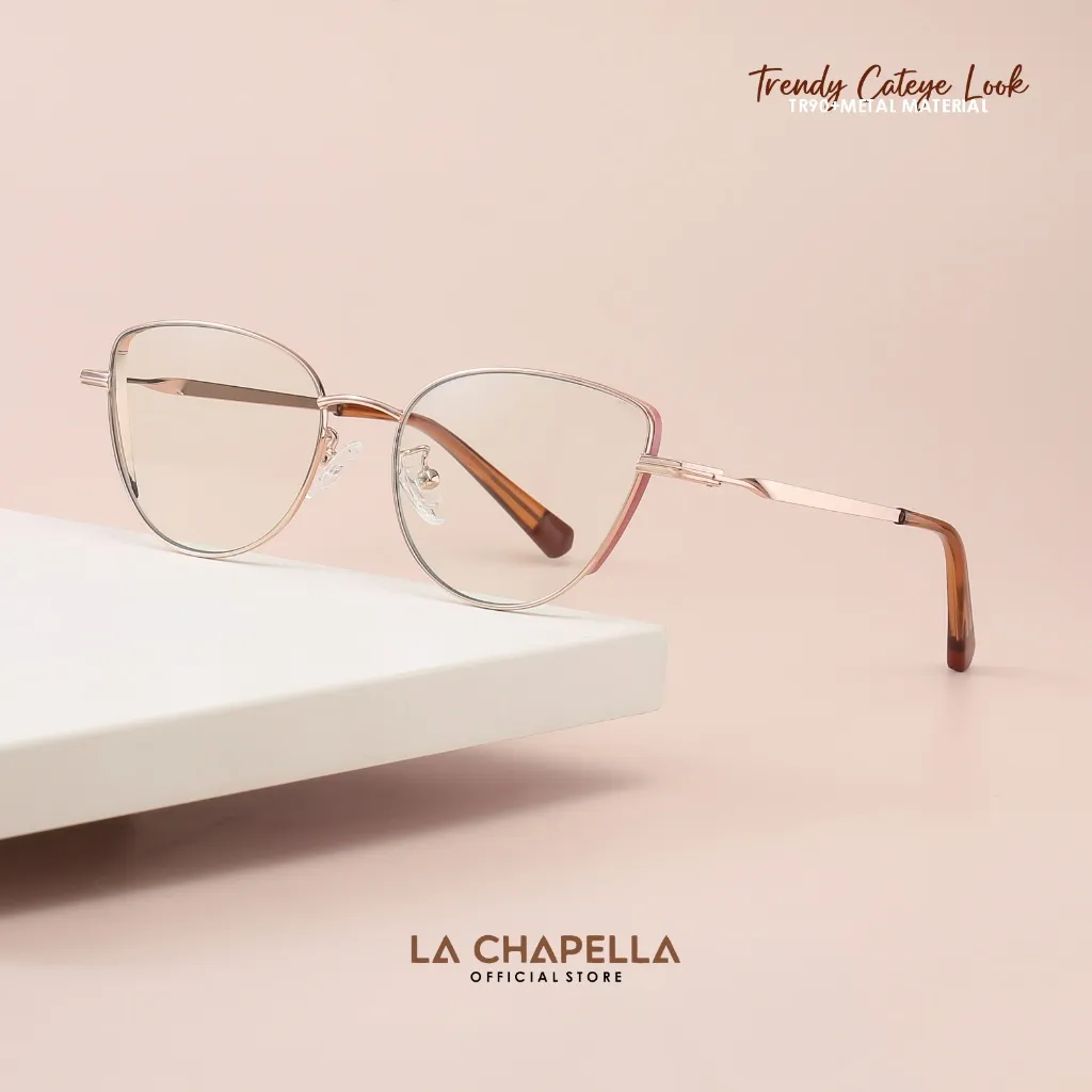 La Chapella Kacamata Cat Eye Anti Blueray Photocromic Bahan TR-90+Metal - LC702-WB601-WB605-WB612