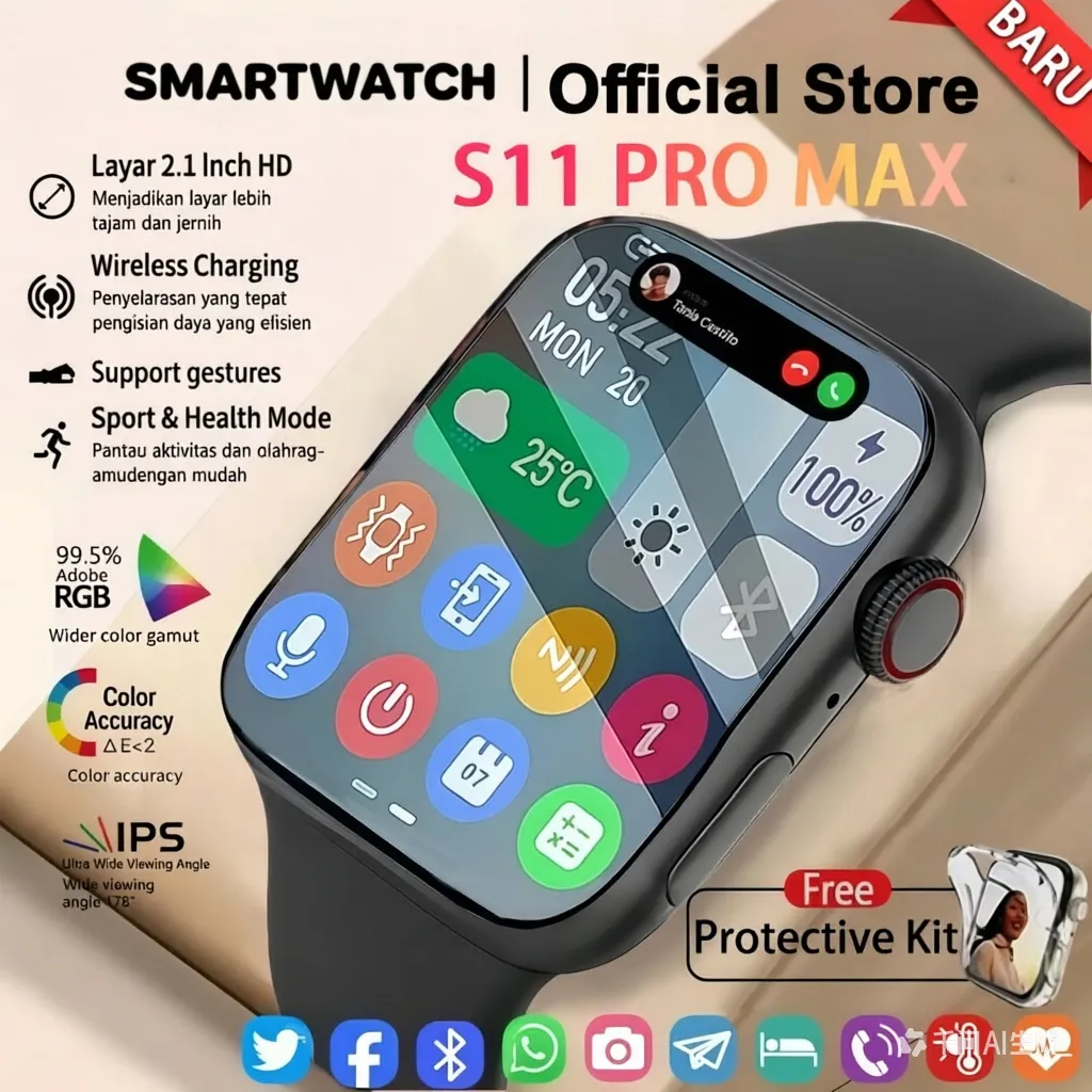 [COD]Jam tangan Smartwatch Watch 11 &10Jam Pintar Olahraga Bluetooth smartwatch pria & smartwatch wanita Tahan Air Jam Tangan Pintar IP68 Monitor Monitor Detak Jantung Android IOS