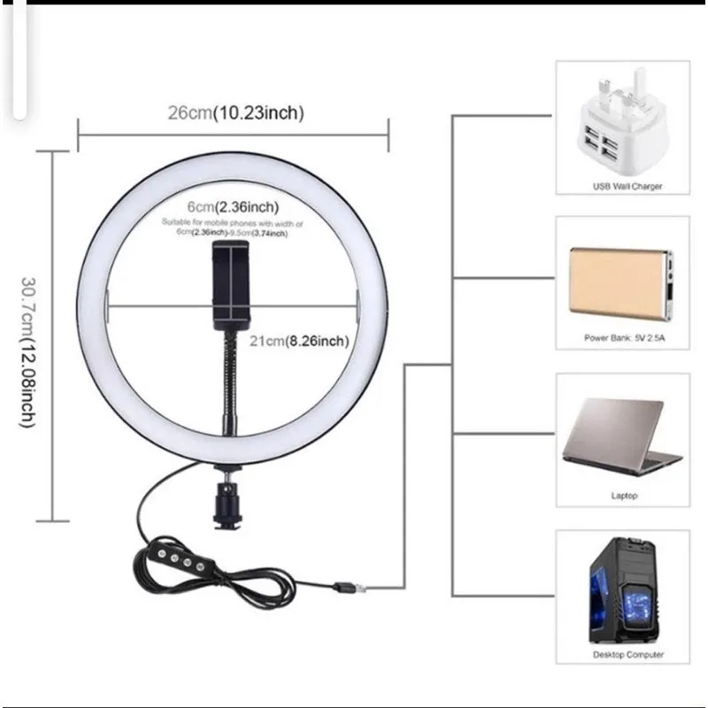 Lampu Ring Light 26CM LED Tanpa Tripod untuk Foto, Video