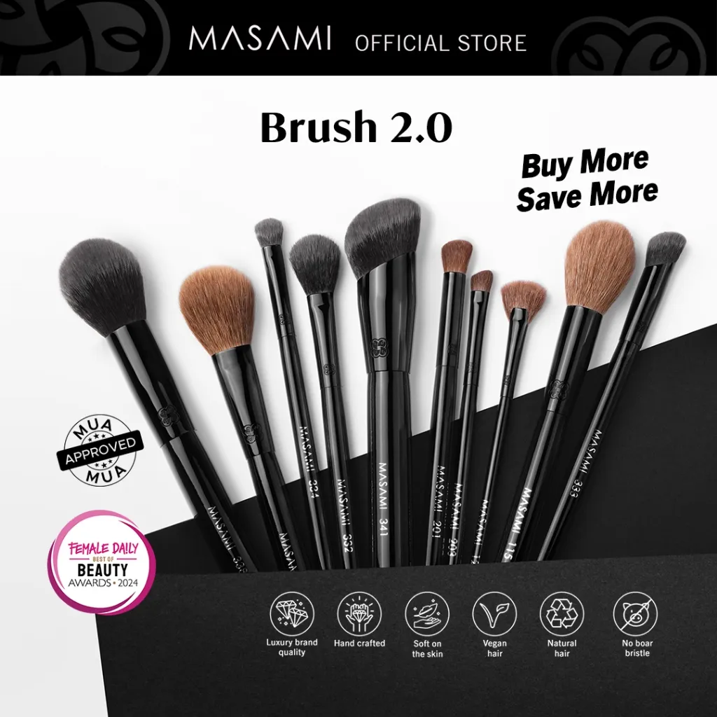 Masami Brush 2.0 Professional Brush | Tapered Blending Kuas Eyeshadow Powder Brush Concealer Foundation Kuas Rias Super Lembut Premium Berkualitas Profesional MUA
