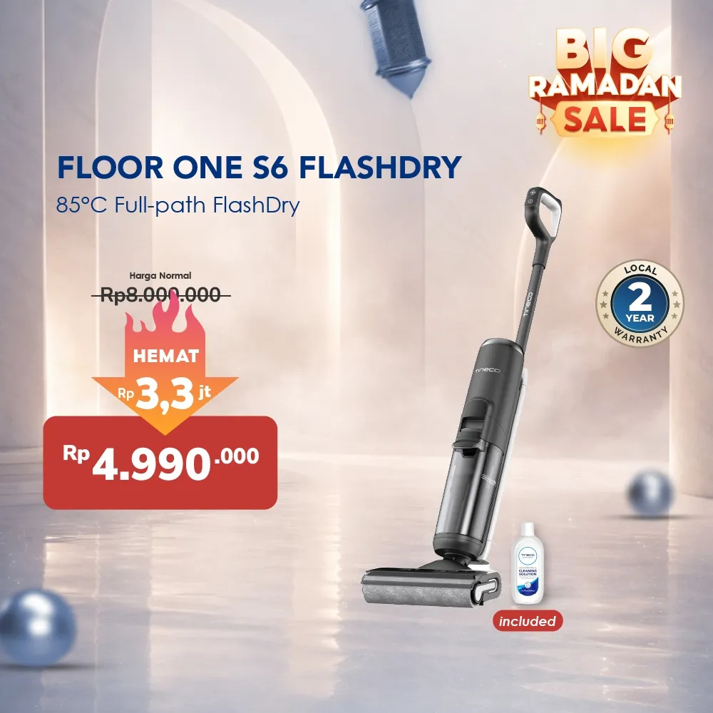 Tineco Floor One S6 FlashDry Self-Cleaning Smart Wet Dry Stick Vacuum Cleaner and Floor Washer
