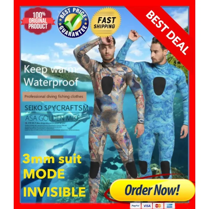 Wetsuit Camouflage Baju Scuba Diving 3mm Neoprene One Piece WS07