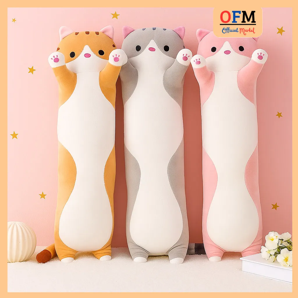 Boneka Guling Kucing Berdiri Tinggi 60Cm Kado Special Hadiah Buat Anak Tersayang
