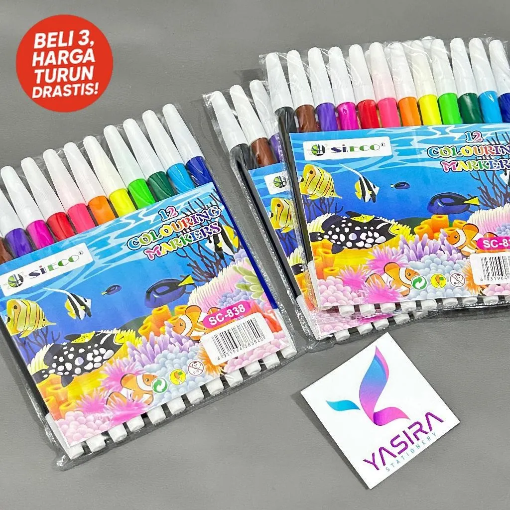 SATU SET 12 WARNA Spidol Set Murah 838 12 warna