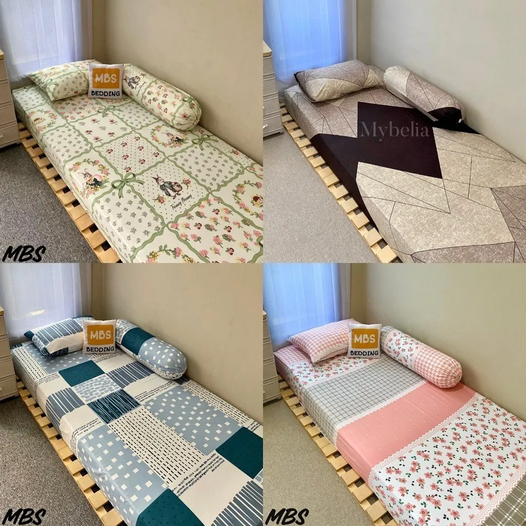 #1 SPREI ANTI GESER / BED SHEET / SEPREI DOUBLE KARET AESTHETIC | FREE SARUNG BANTAL & SARUNG GULING