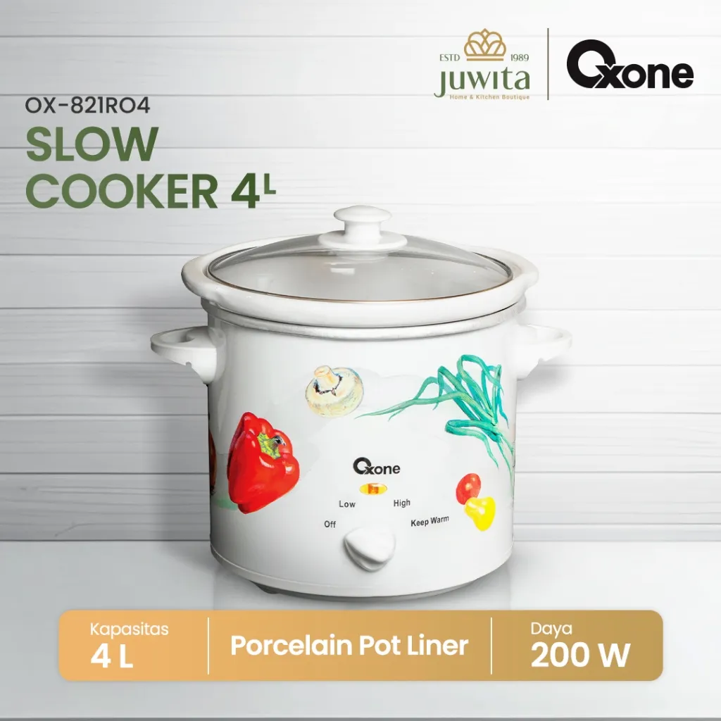Oxone Slow Cooker OX-821RO4 Pemasak Lambat MPASI Pot Keramik