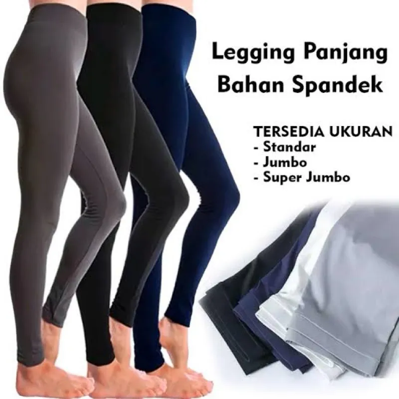 PAKET HEMAT ISI (3Pcs) legging PANJANG bahan sepandek premium standar & jumbo