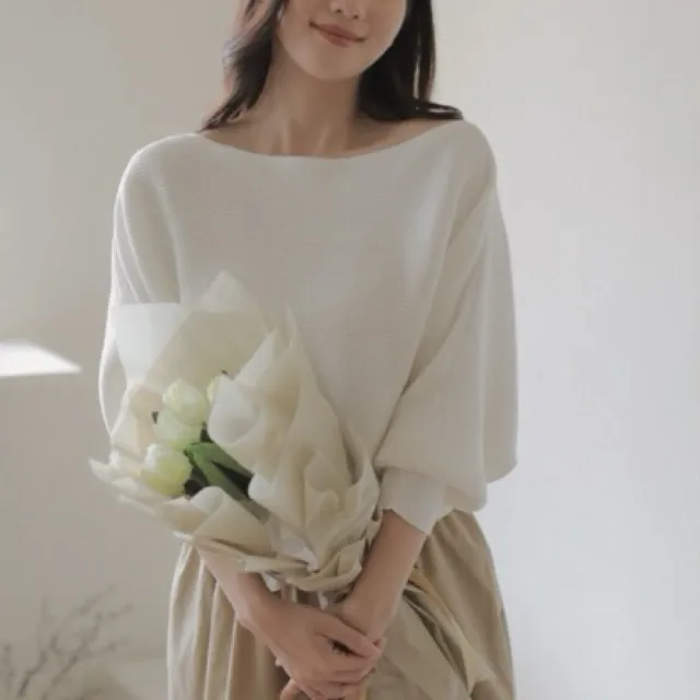 KARYS - CHANTAL KNITTED TOP - atasan rajut wanita lengan panjang - atasan rajut sabrina