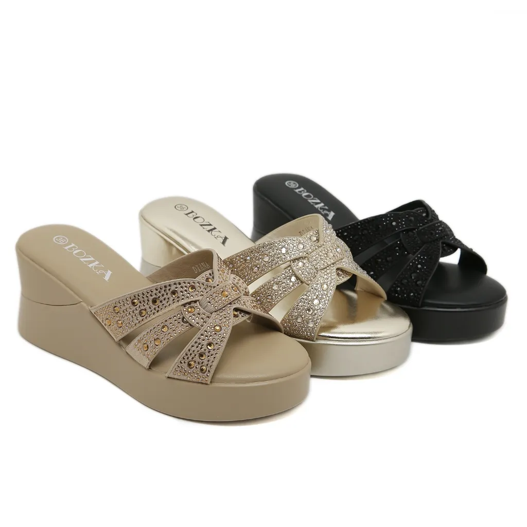 Bozka sandal wedges wanita mewah DIANA tinggi 7cm
