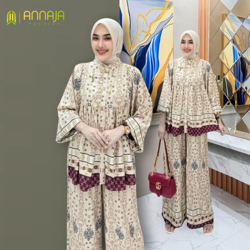 setelan wanita kekinian SALLY one set | oneset wanita kekinian bahan rayon premium motif terbaru