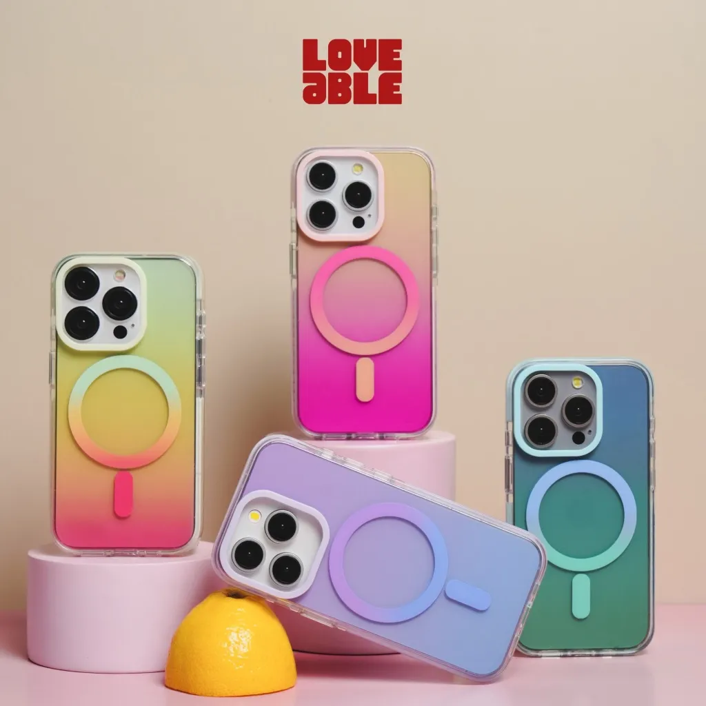LOVEABLE Mag Gradient Case - Hardcase/Cashing HP For iP 11 13 14 15 16 17 PRO PROMAX Casing Handphone