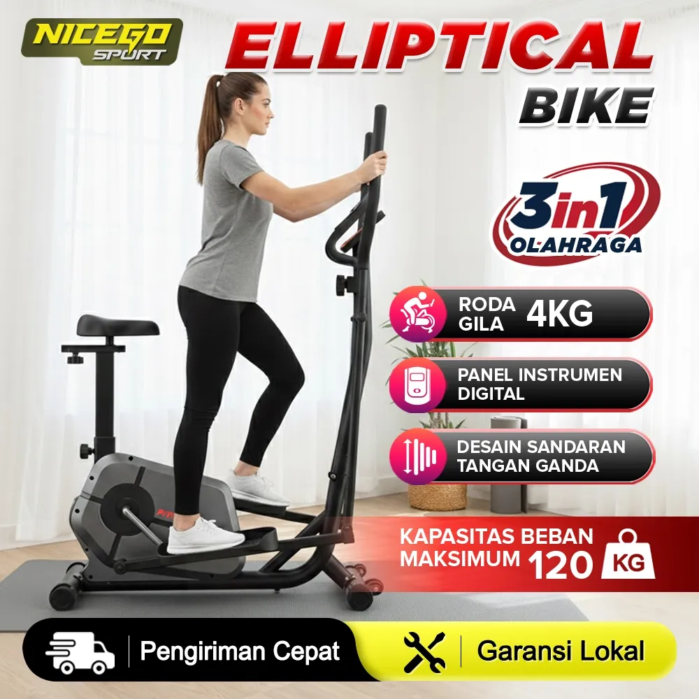 NICEGO SPORT 3 In 1 Elliptical Bike Sepeda Statis Spinning Bike 4kg Roda Gila Magnetic Bike Alat Fitness