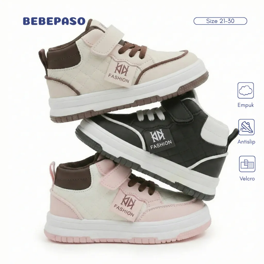 BEBEPASO Sepatu Bayi & Balita Sneakers High Cut Fashion Unisex – Anti Slip – Caleb Size 21–30