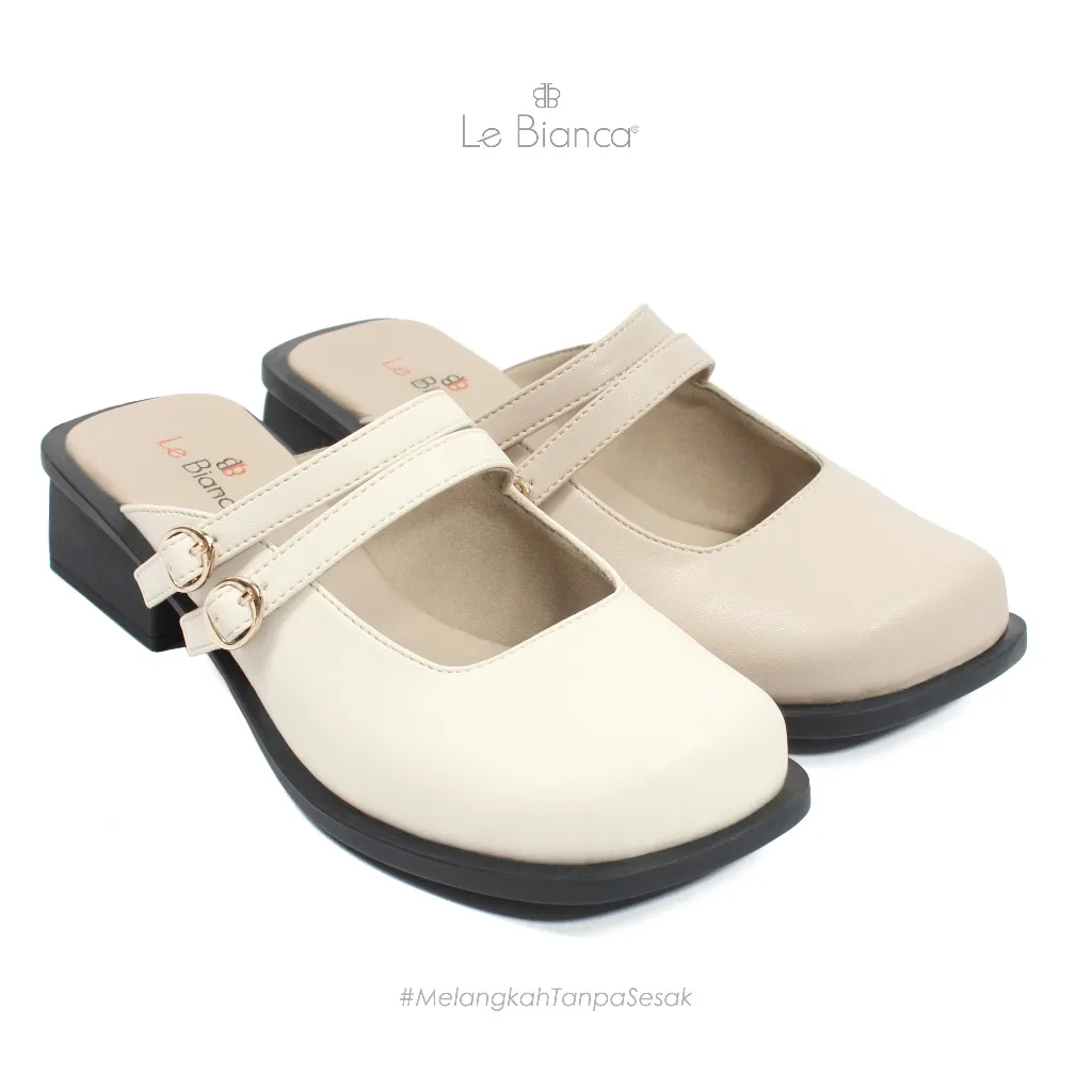 Le Bianca Yeppo Nari TP 12-03 Sendal Wanita Mules Selop Broken White dengan Heels 3.5 cm - Shoes