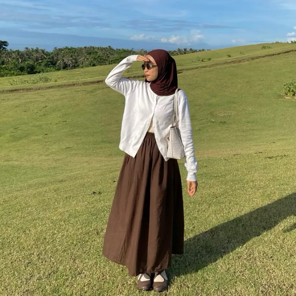 Cania Skirt Rok Basic Linen Wanita – Rok Panjang Casual Korean Look Minimalis Kekinian