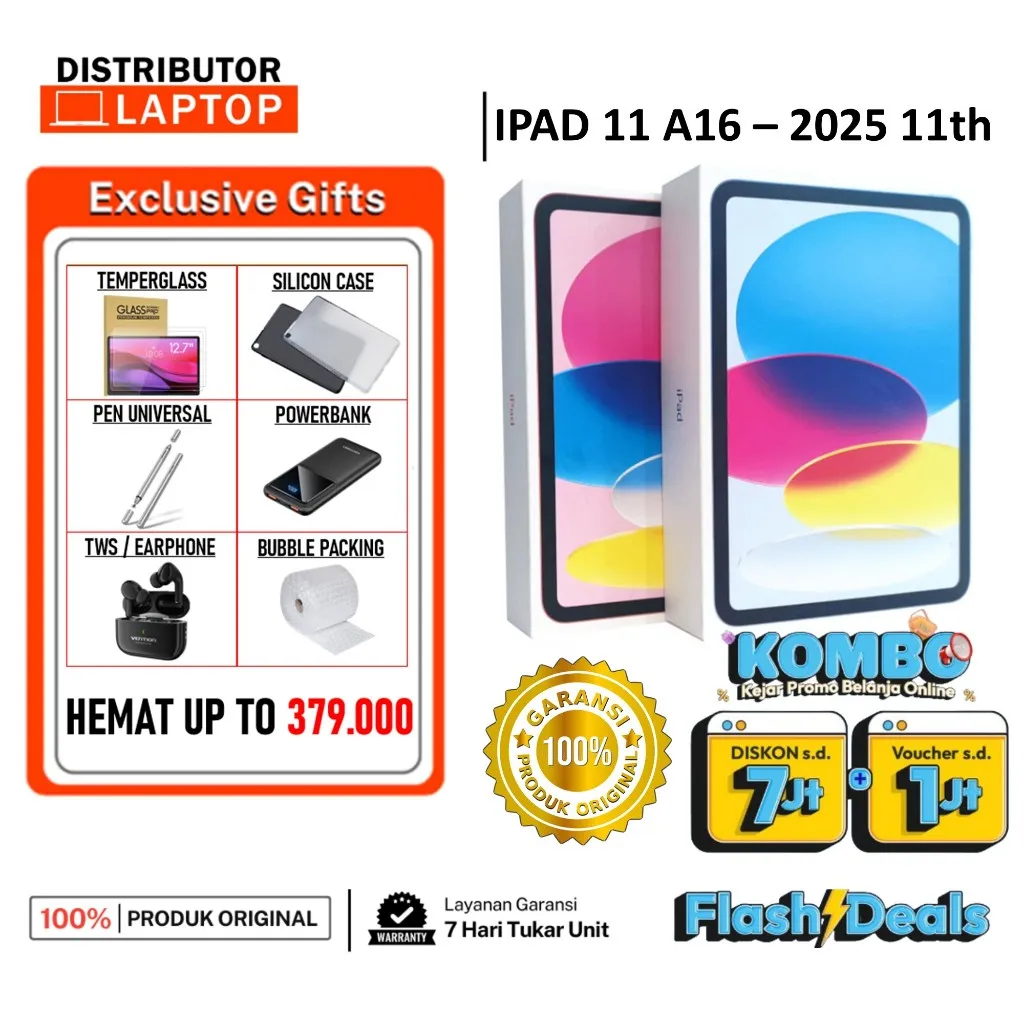 Apple iPad 11th Gen 11" A16 Chip 2025 256GB 128GB Wifi only - tab tablet pad garansi resmi AF002