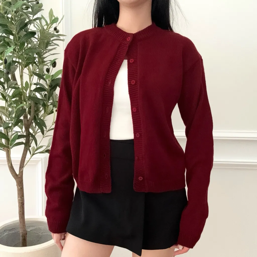 [ NEEDAKNIT ] Rei Top Baju Atasan Wanita Terbaru Kekinian Cardigan Korean Style Sweater Knit Rajut ]
