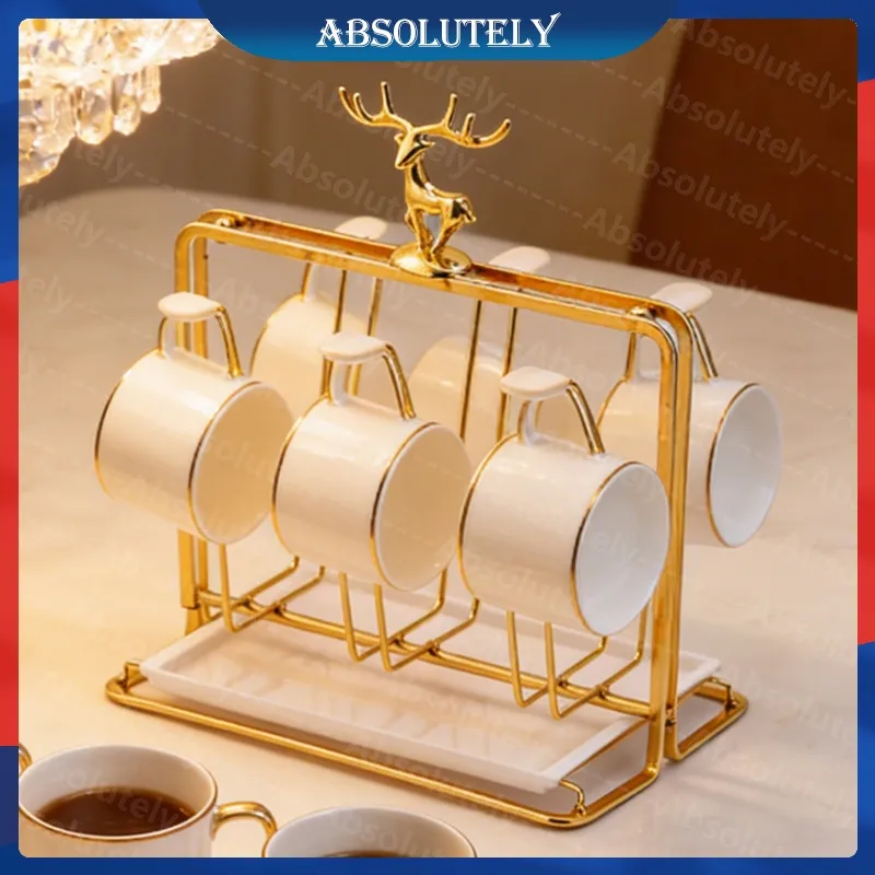 Rak Gelas Serbaguna​​ Rak Tempat Gelas Aesthetic Gantung Rak Cangkir Stainless Steel Minimalis Rak Gelas 6 Cup Holder Tiriskan Tempat Gelas Organizer Besi Anti Karat Rak Dapur Peniris Gelas Holder Gantungan Gelas Rak Gelas Estetik Tempat Cup Gelas