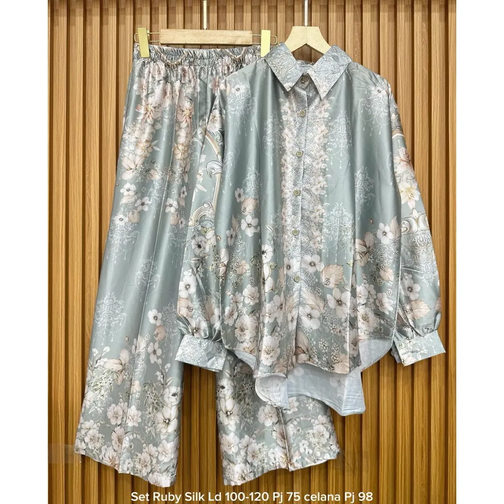 SETELAN RUBBY SILK MOTIF KEKINIAN // SETELAN ELEGAN BY GEMILANG CLOTHING